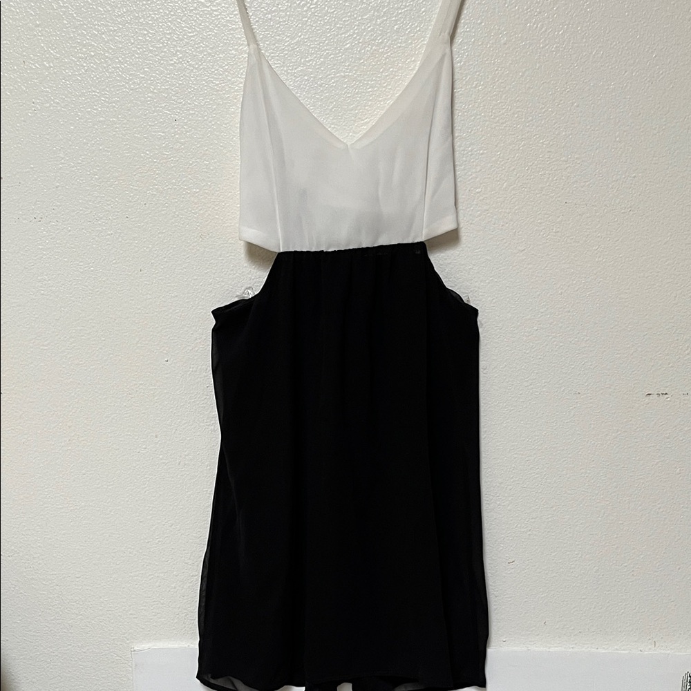 Elegant Black and White Midi Dress